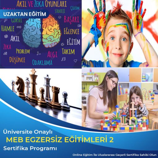 Meb Egzersiz Eğitimleri 2 Sertifika ,Akıl zeka oyunları ve satranç eğitmenliği, yaratıcı drama eğitmenliği, oyun terapisi uygulayıcı eğitimi